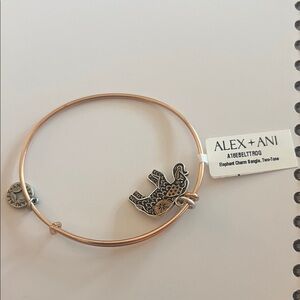 Alex and Ani Rose Gold Elephant Charm Bangle Bracelet